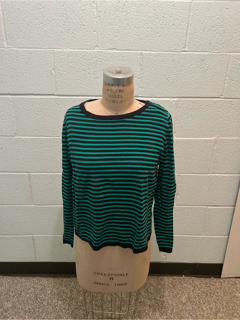 H&M Striped Long-Sleeve Top in Green and Black